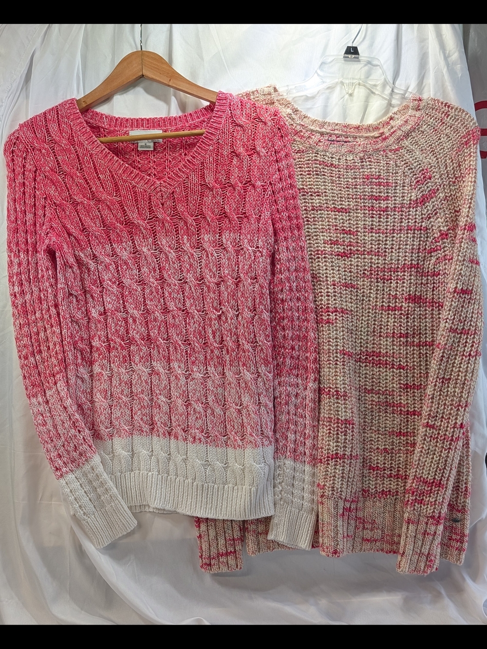 Juniors Pink Ombre Cable Knit Sweater Lot Liz Claiborne American Eagle Size S/M